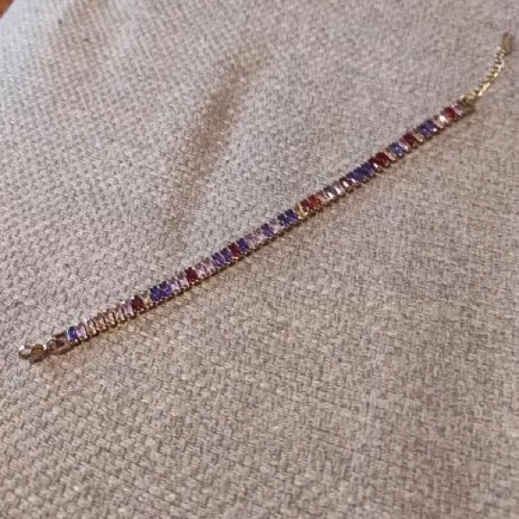 COPY - Zara Rainbow Emerald Cut Rectangle Multi-Color Baroque Crystals Bead Bra… - Picture 15 of 17